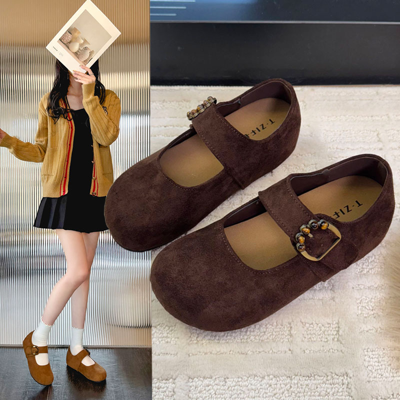 秋冬覆古厚底丑萌圆头勃肯鞋女2025新款小个子内增高浅口玛1125z