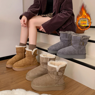 加绒加厚短靴子保暖两穿东北棉鞋 冬季 1219w 2025新款 厚底靴女款