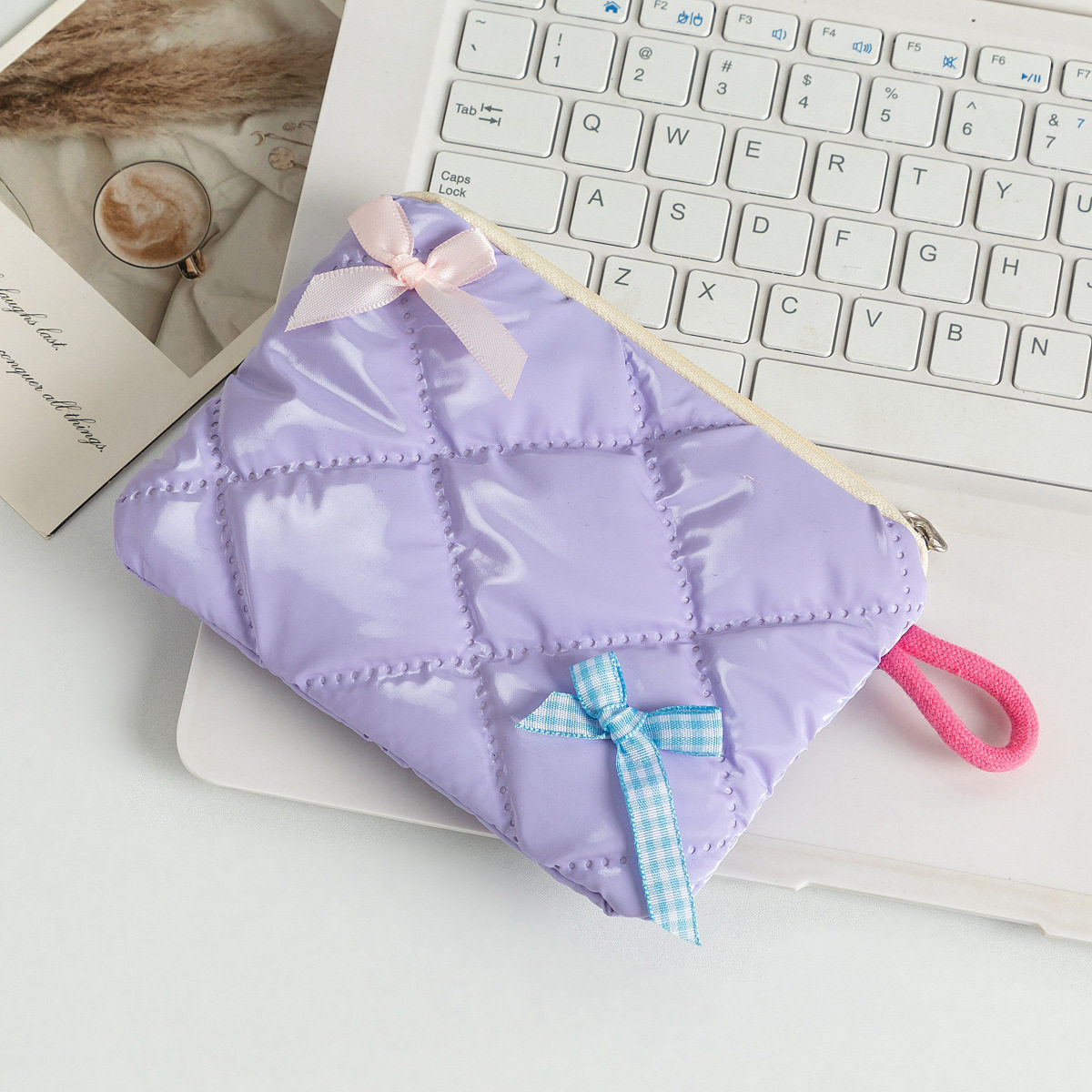 防水姨妈巾卫生巾收纳包小清新蝴蝶结亮面手提化妆包小号便携钱包