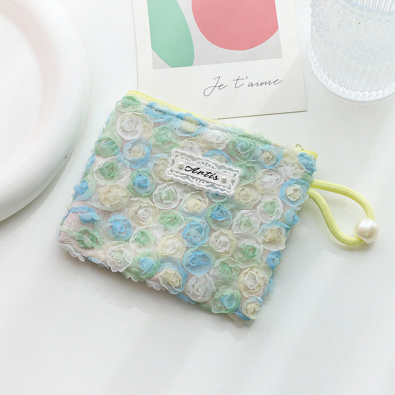 ins小香风蔷薇迷你化妆包女精致高颜值口红卫生巾收纳包补妆小包