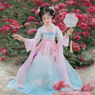 网红款 中大超仙飘儿汉夏汉连新国风中童逸公主裙 女童服古风衣裙款