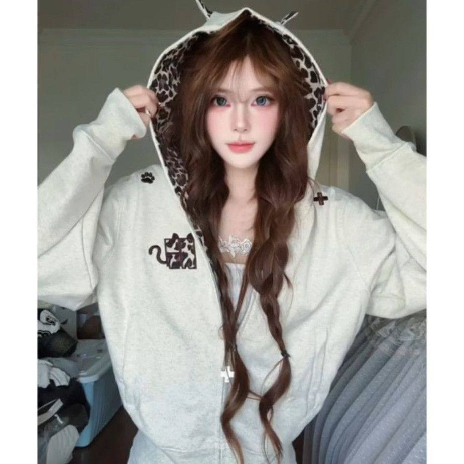 小红书推荐美式高街小恶魔连帽卫衣女秋冬情侣款百搭拉链外套潮,女装/女士精品,卫衣/绒衫,淘宝优惠券,粉丝福利购,淘宝优惠卷