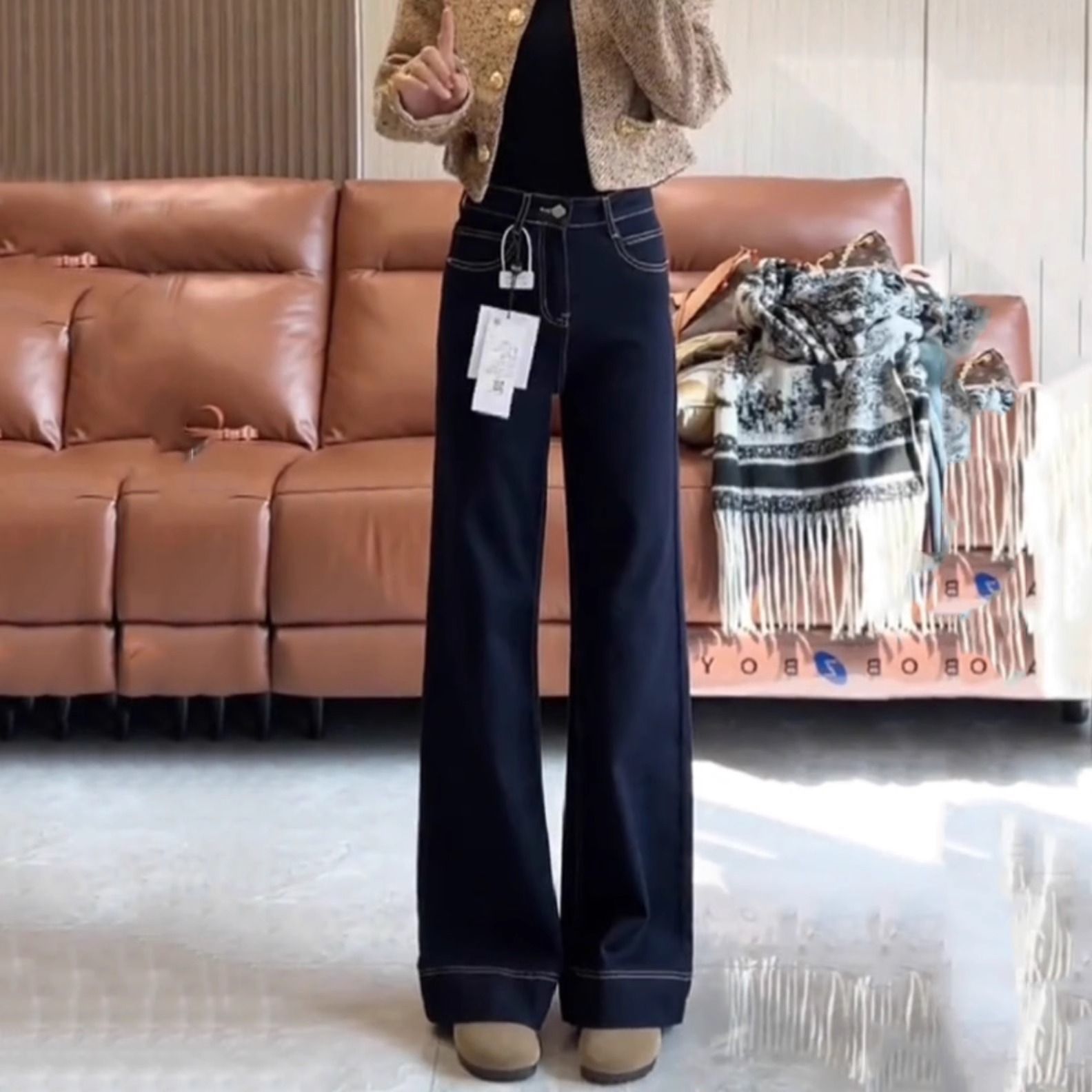 网红款丹喇裤02秋新松高