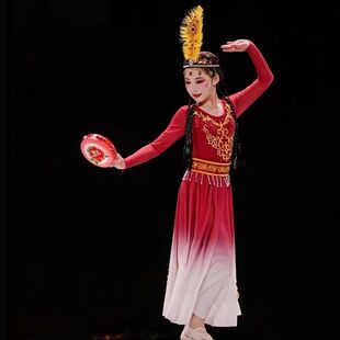 网红款石了童新舞蹈维族少尔族服装榴红儿演出服疆服数民族女童维