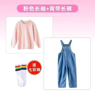 网红款国节出服服儿园毕业T色卫背套装庆演儿童班幼照彩色恤糖果