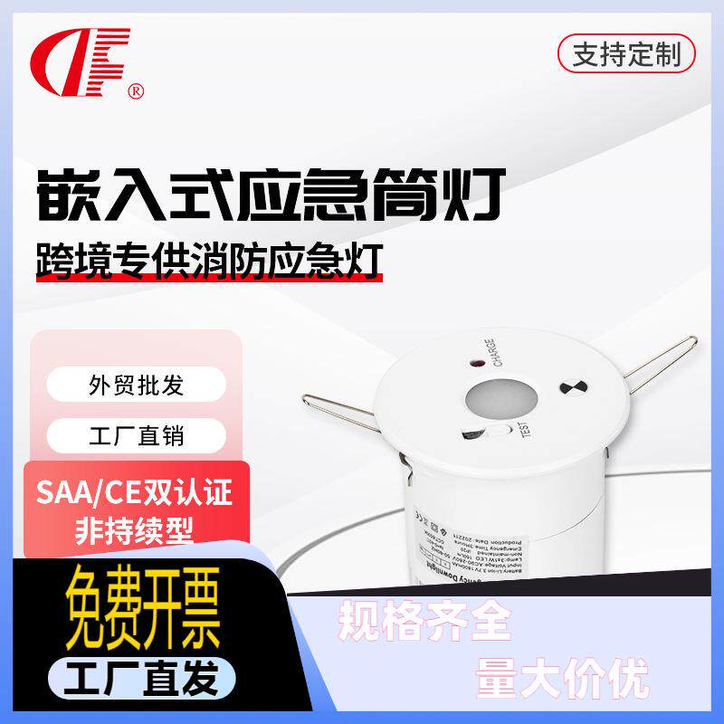 SAA/CE认证外贸出口 LED应急筒灯3W嵌入式有电不亮断电应急照明灯