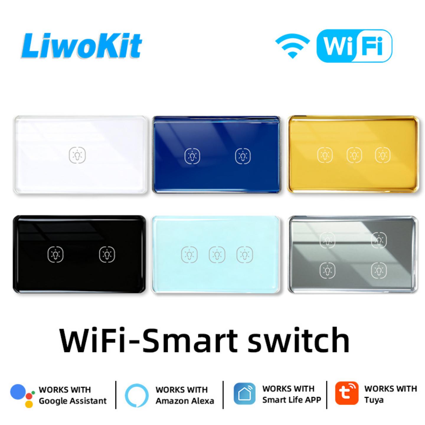 美规涂鸦wifi触摸开关APP控制金属边框曲面玻璃