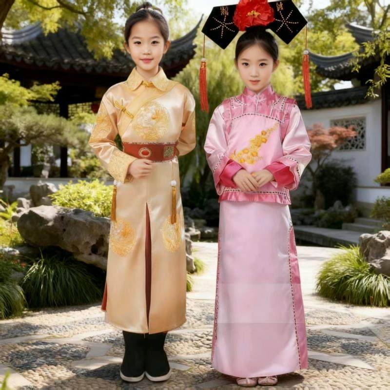 新款儿童汉服古风男童清宫阿哥贝勒宫廷少爷刺绣中国风演出服