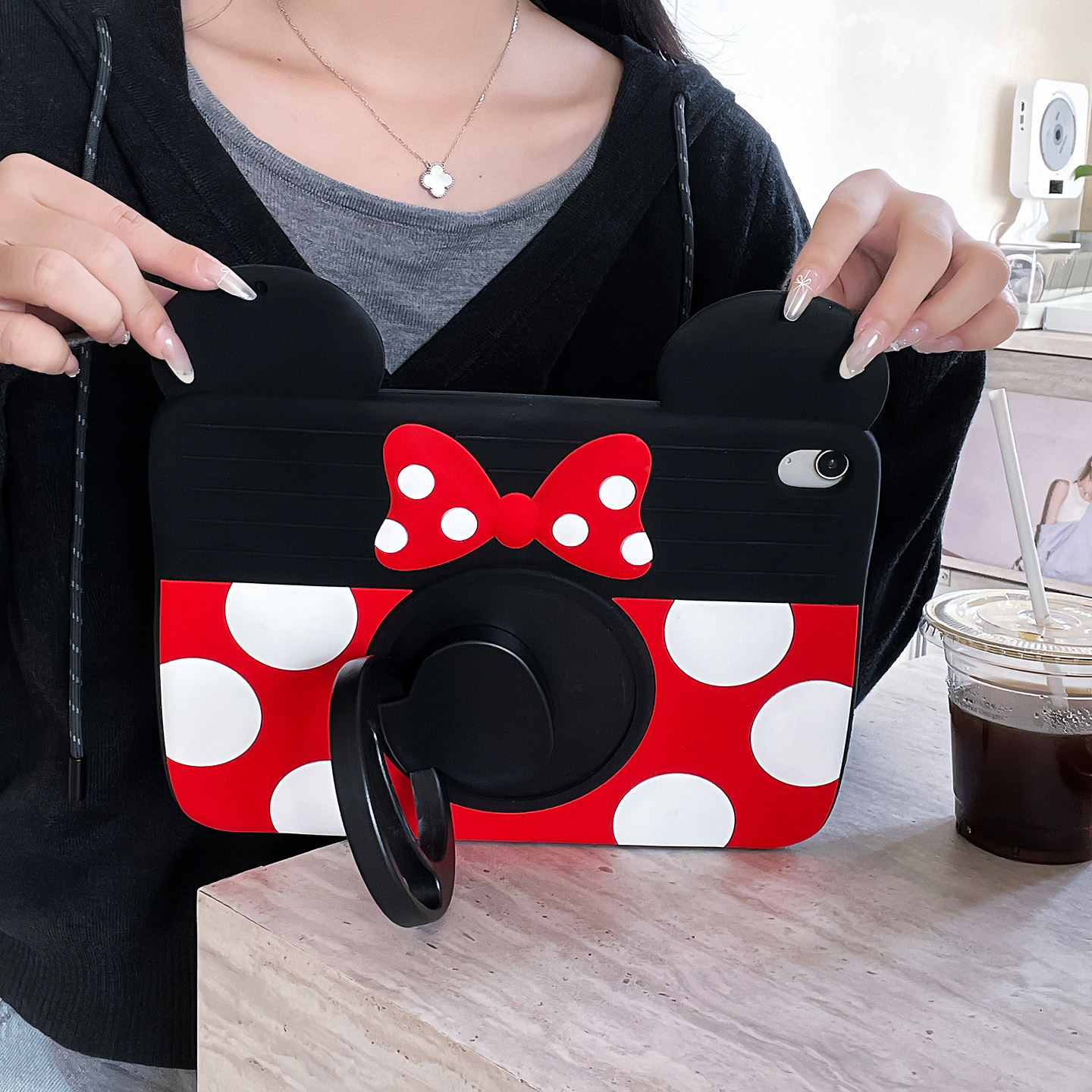 蝴蝶结米妮360旋转适用三星a9plus平板保护套11英寸a9+横竖支撑x210卡通防摔x216b可爱女款x218u硅胶全包软壳