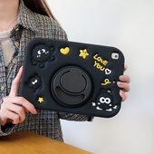 黑色煤球360度旋转支架适用苹果iPadAir762保护套第10代防摔10.2可爱Mini6 7卡通Pro11寸9.7硅胶iPad11平板壳