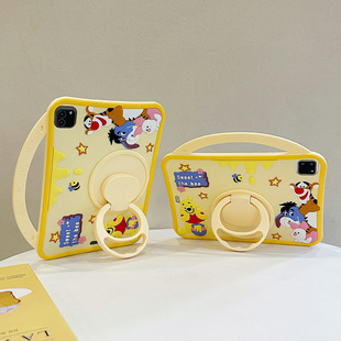 手提维尼熊360旋转ipad11代保护壳ipadair765硅胶mini76卡通苹果2025pro11寸ipad10.2第9代全包9.7平板套适用