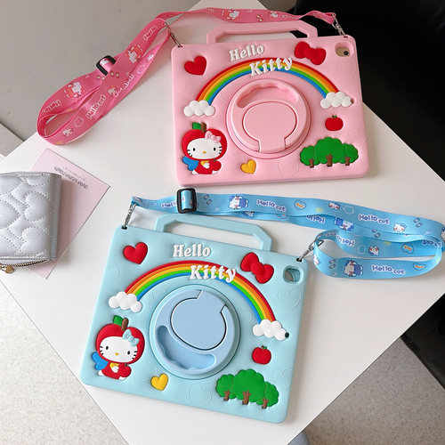 手提抱苹果KT猫360旋转ipad12保护壳ipadair87654硅胶套11代mini7可爱10.2卡通9.7适用苹果11寸pro2025平板壳