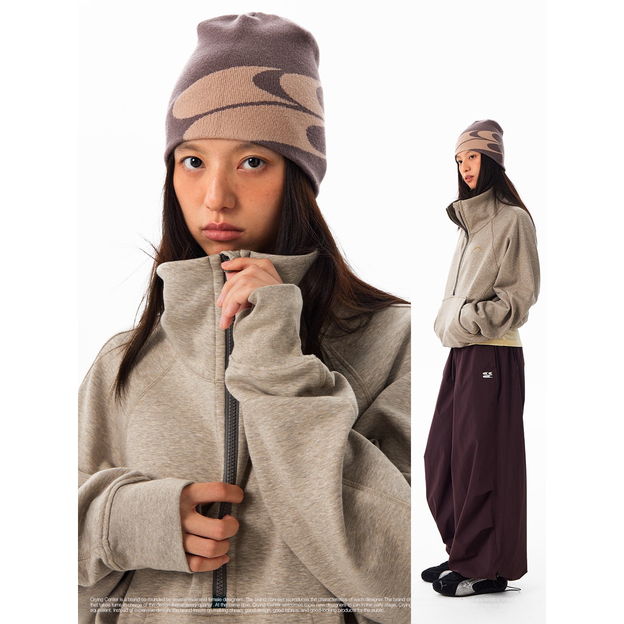 CryingCenterSports2025年冬保暖吸湿高领撞色运动短卫衣 男女款