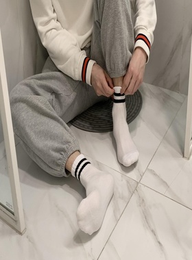 极速koceane white socks control classic two bars all-matchin