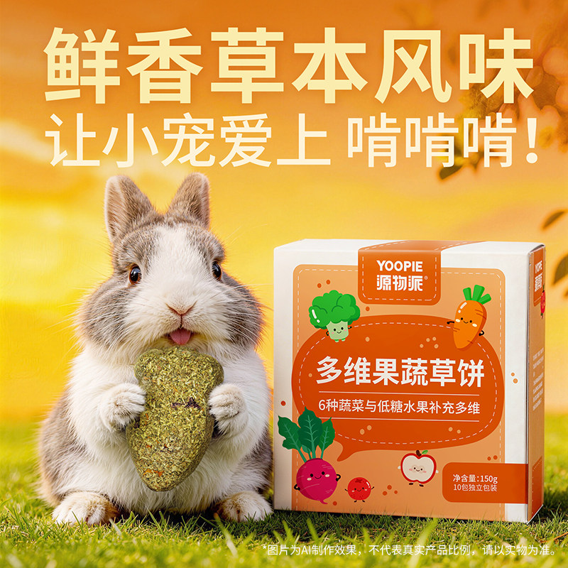 源物派兔子磨牙草饼果蔬零食保健花草饼豚鼠龙猫荷兰猪磨牙神器