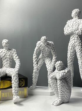 北欧现代马赛克人物抽象摆件售楼处酒店样板房简约软装饰品柜桌面