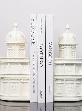 现代家居装饰摆件样板间软装饰品桌面书档书房工艺品建筑系列书靠