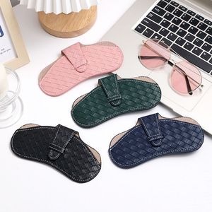 眼镜袋便携抗压高级感墨绿色皮防水日系太阳镜收纳袋眼镜包眼镜盒