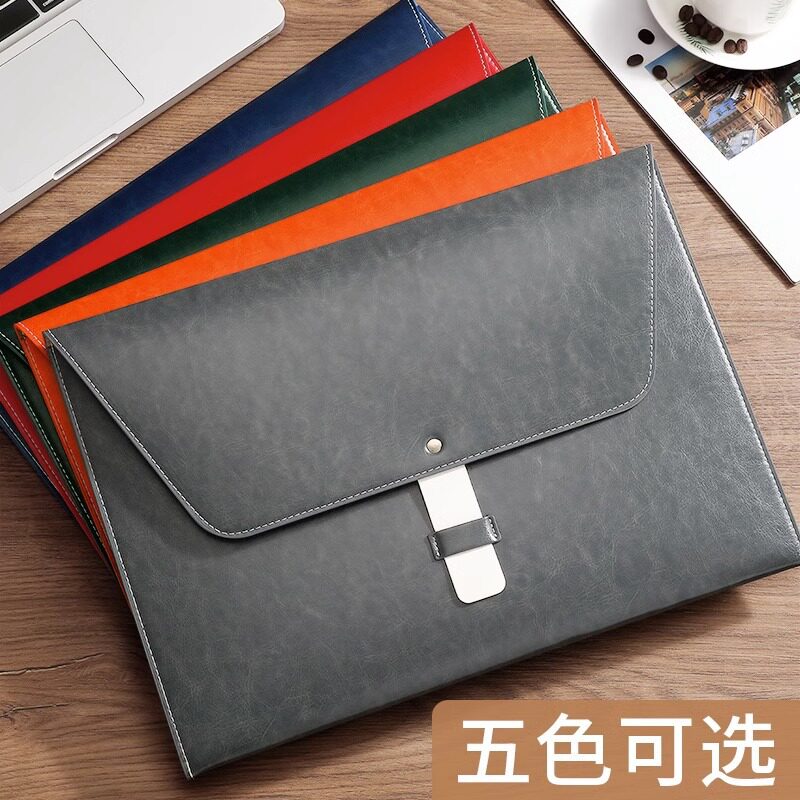 A4商务高档皮质PU文件袋防水经理夹办公资料档案带插袋批发