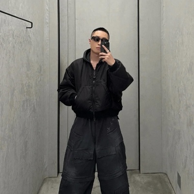 「水洗卫衣帽bomber」VANA ILUSION 双环夹棉飞行夹克男女棉衣