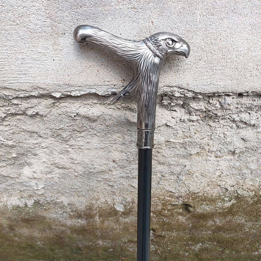 银色鸟头手杖法杖漫展金属绅士文明棍拐杖cosplay创意手柄未开刃