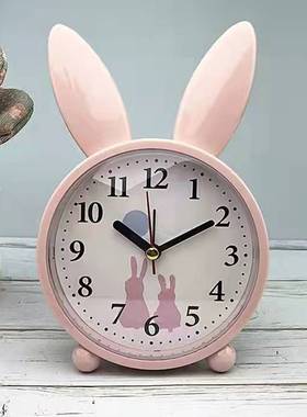 闹钟学生儿童简约时尚静音床头卧室起床钟表可爱卡通座钟书桌礼品