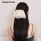 新品 Masion Wester2025秋季 设计官方法绣缝贝壳扇形发夹饰品