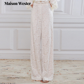 Maison 优雅气质蕾丝花纹高腰直筒阔腿裤 Wester2025秋季 新品