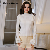 Maison 上衣女 千金风内搭立领蕾丝边饰荷叶袖 Wester2025冬季 新品