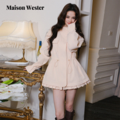 Wester2025年秋季 新品 口袋抽绳收腰短款 Maison 立领外套 粉色