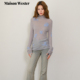 Wester2025年冬季 新品 灰色花朵刺绣针织上衣长袖 Maison 套头衫