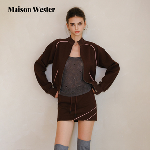 Wester2025秋新款 Maison 棕色休闲夹克棕色休闲半裙 七夕限定