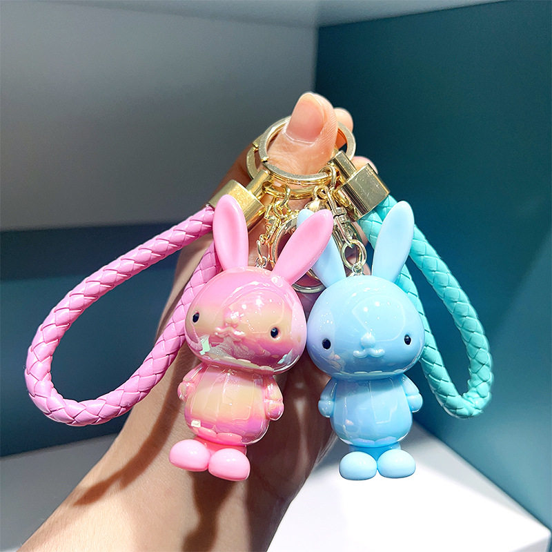 炫彩打兔子学生汽车精美挂饰地摊小礼品货钥匙扣包挂件书包吊坠个
