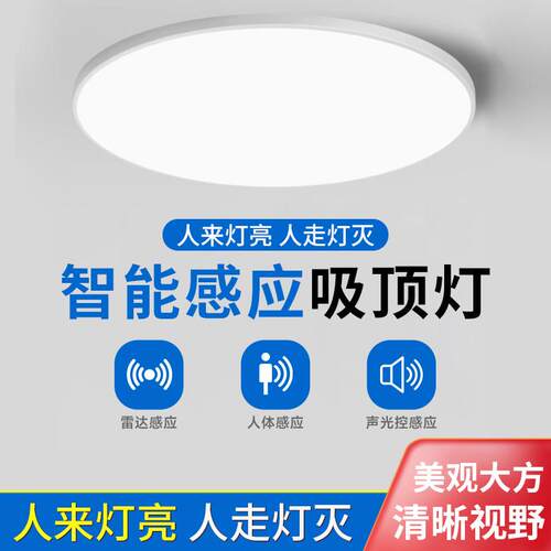 高级入户门口感应灯人体雷达感应吸顶灯人来即亮楼梯过道走廊灯红