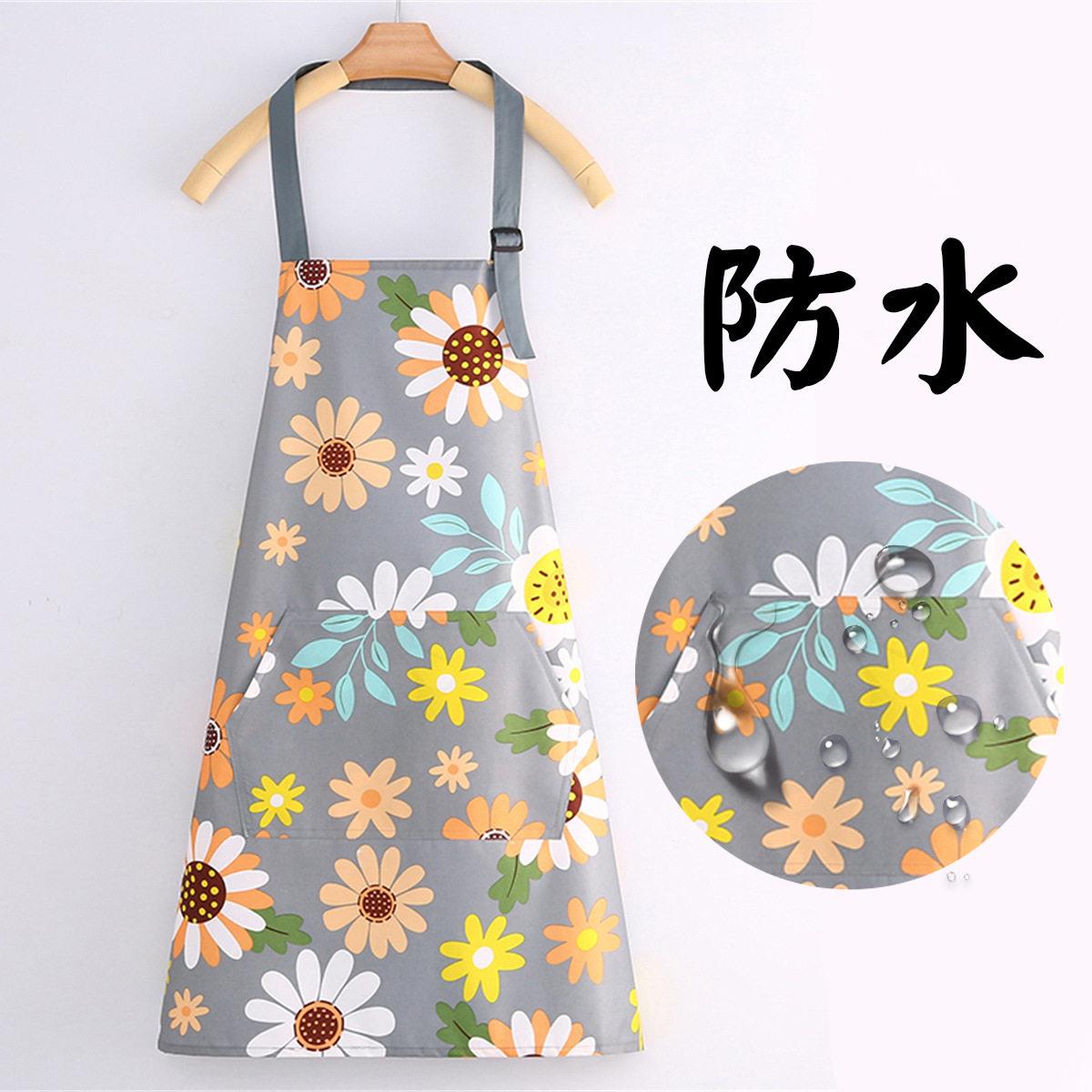 今年流行的围裙女高颜值新款时尚防水清新花朵厨房防水防油污女工