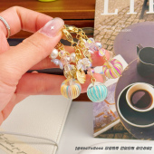 简约创意小糖球珍珠花朵钥匙扣配饰女生闺蜜包包挂件拉链扣配饰