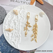 年年有鱼复古珍珠小鱼钥匙扣个性 长款 流苏挂件女生闺蜜包包拉链扣