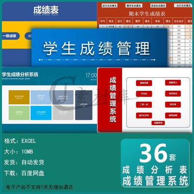 考试成绩管理系统分析统计记录汇总图表排名信息表excel表格模板