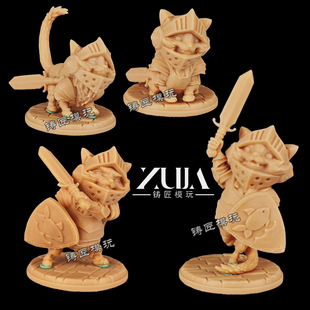 猫猫战士佣兵团白模型手办猫棋子桌游可爱模型生日礼物宠物模型