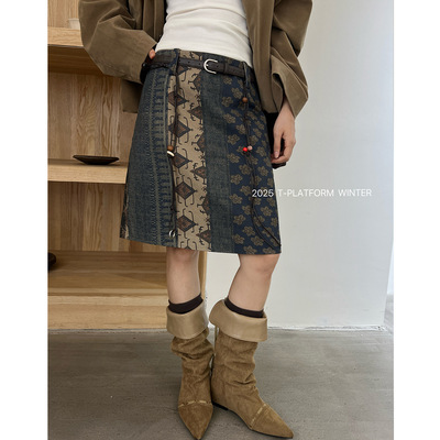 T-PLATFORM广州十三行老钱风气质穿搭半身裙秋冬裙子简约遮肉裙子