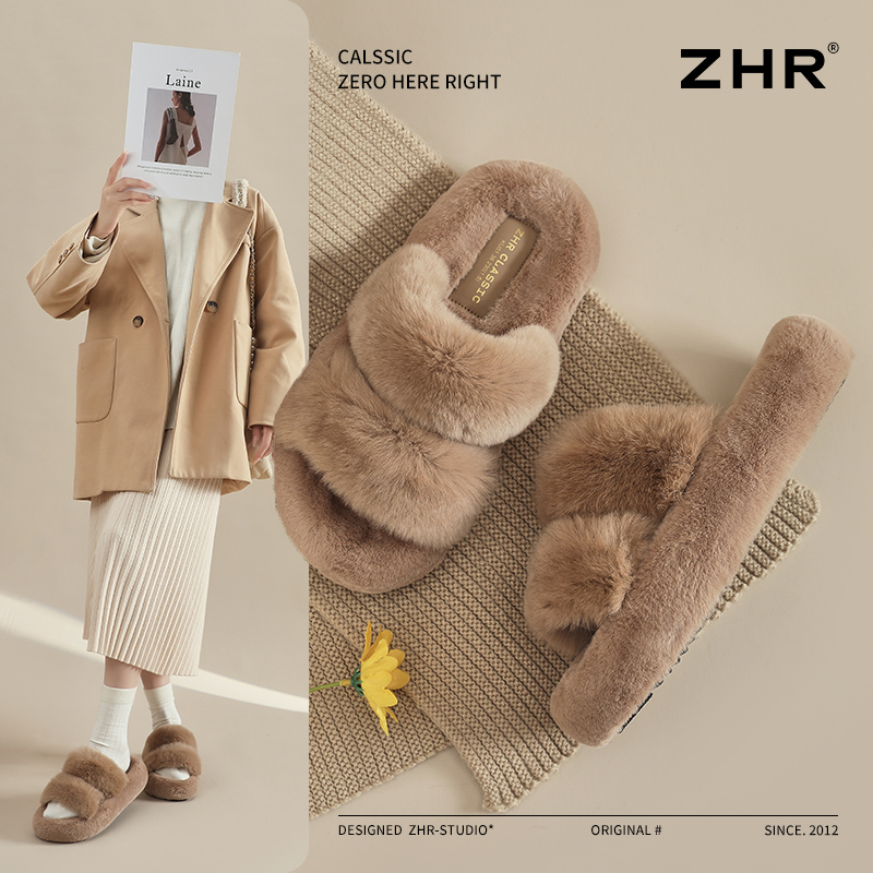 ZHR毛毛鞋女外穿2024新