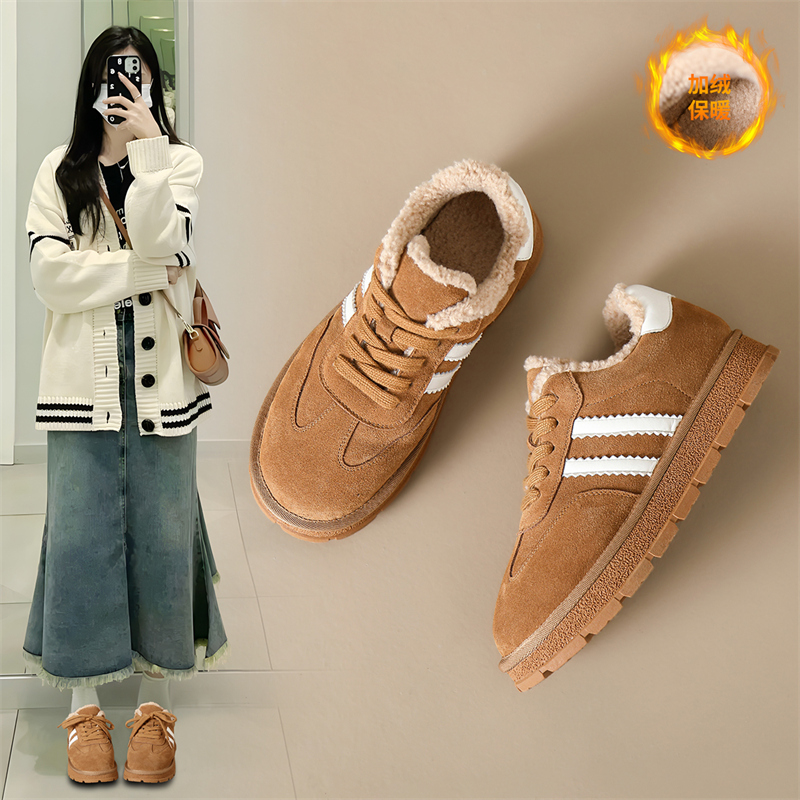ZHR棉鞋女冬季加绒德训鞋2024保暖女鞋厚底防寒雪地靴软底运动鞋