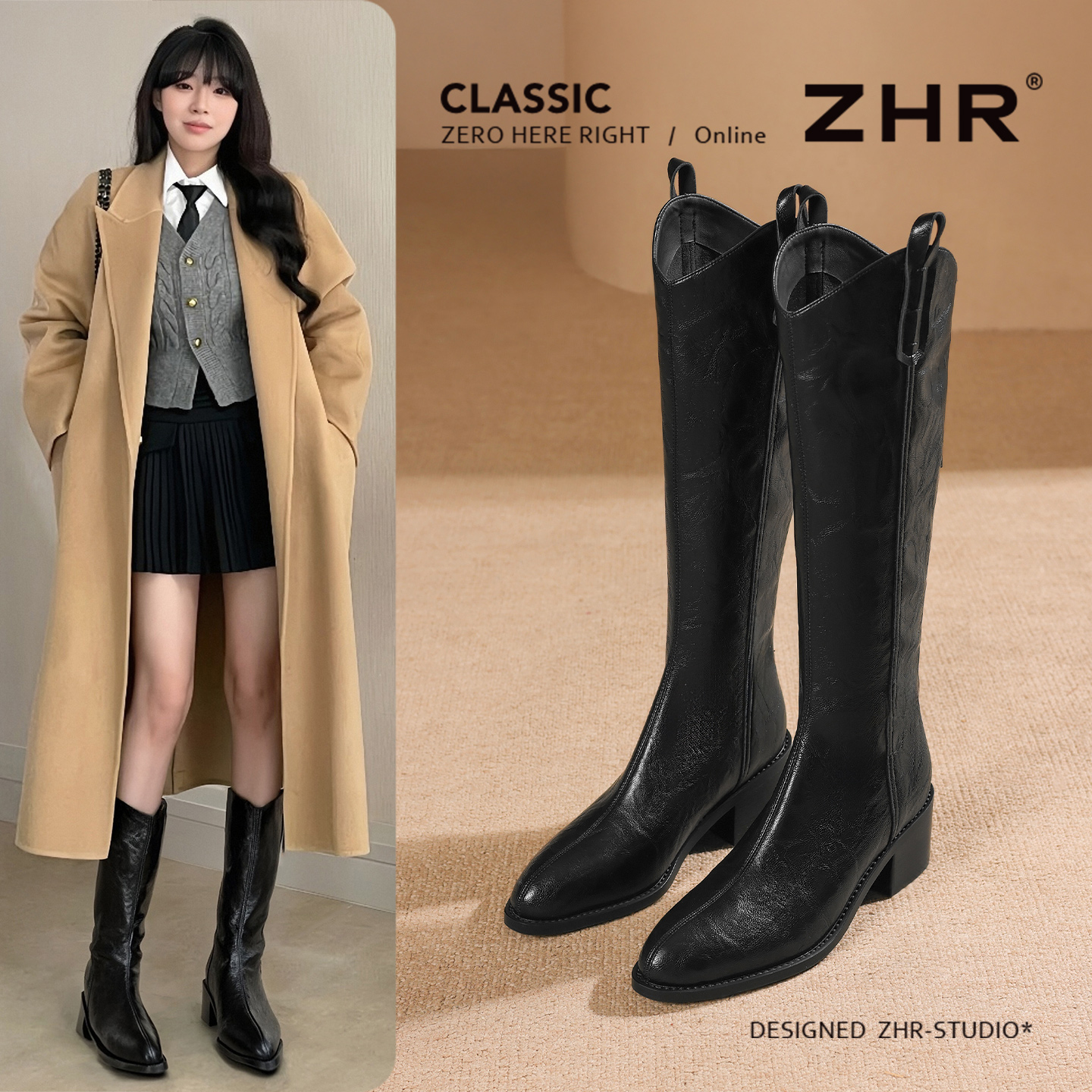 ZHR长筒靴2025新款秋冬显瘦