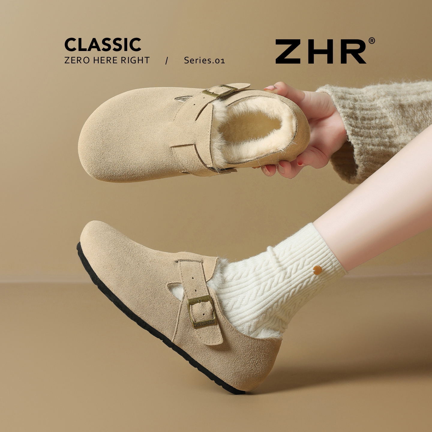 加绒勃肯鞋保暖毛毛雪地棉鞋全包