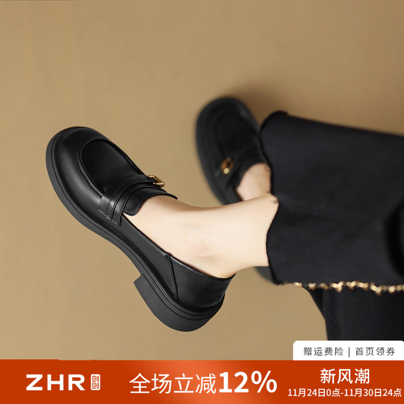 乐福鞋女软底小皮鞋黑色通勤百搭