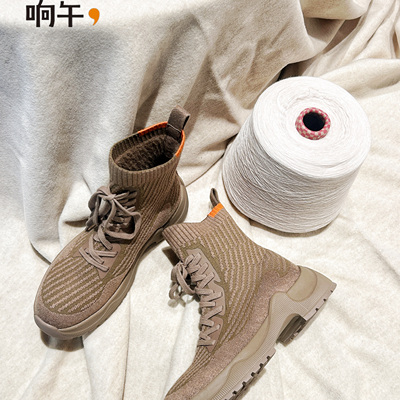 响午厚底羊毛马丁靴高帮休闲