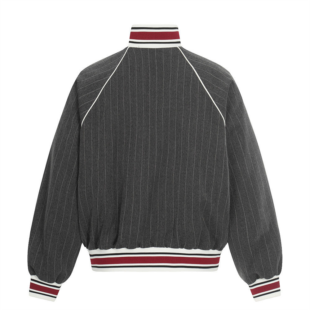 cleanfit竖条纹休闲运动套装男士立领外套潮牌拼色双裤头直筒西裤