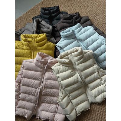 轻薄排骨羽绒马甲女2025新款韩版简约小个子宽松90白鸭绒背心外套