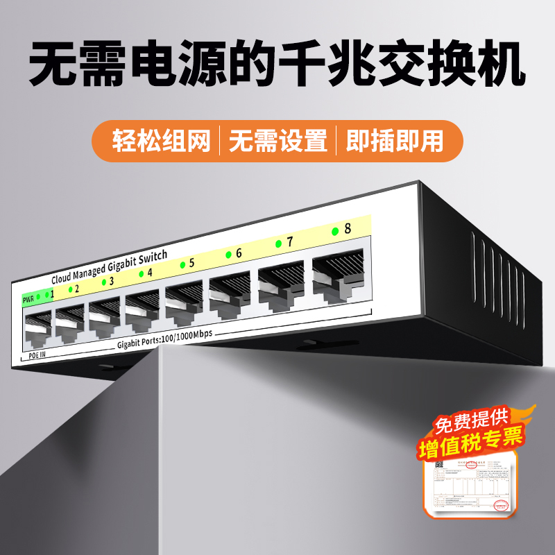 交换机全千兆5口8口1000M网管vlan网路宽带4口多口路由器乙太网网路线 线延长线 线一分四五八家用网路接口拓