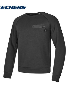 Skechers斯凯奇秋冬男士简约百搭针织套头圆领卫衣 P424M038/0018